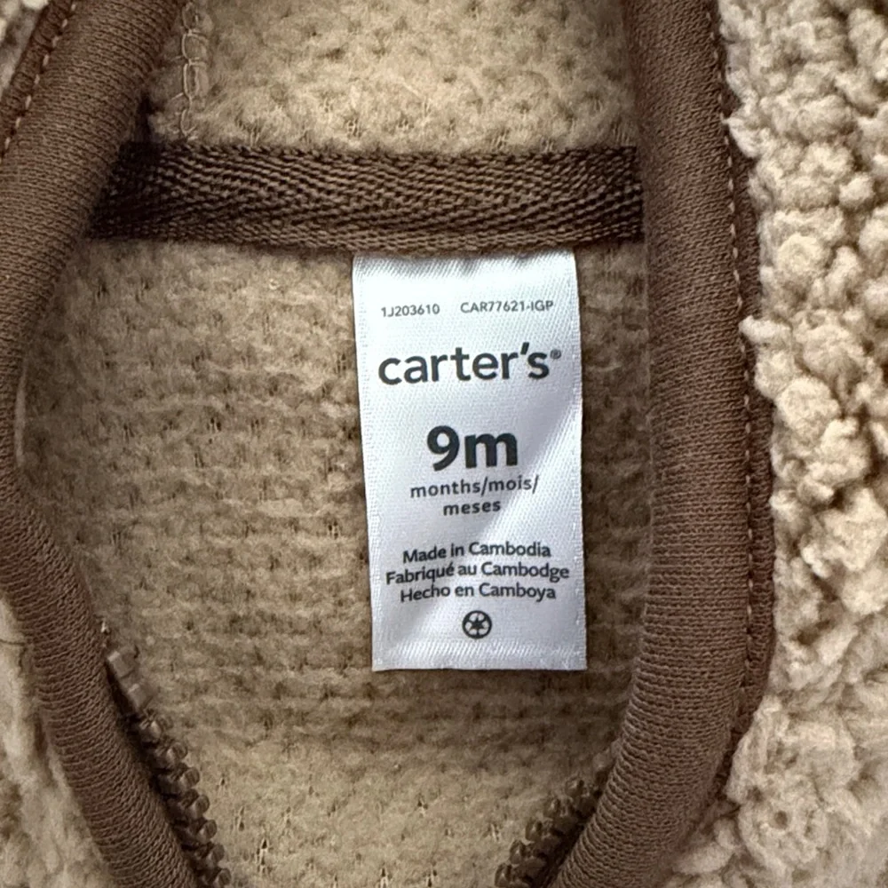 Carter's Baby 3-piece Sherpa Little Vest Set, Brown, 9M